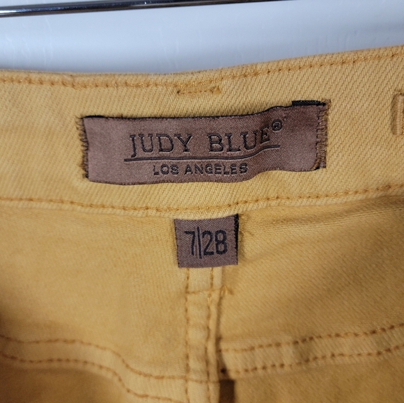 Judy Blue Marigold Wide Leg Cropped Pants 7/27 High Rise Garment Dyed Yellow - Picture 4 of 8